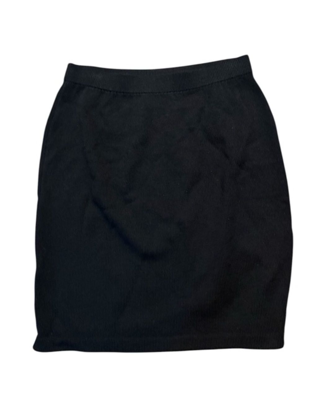 St. John Black Ribbed Knit Mini Skirt